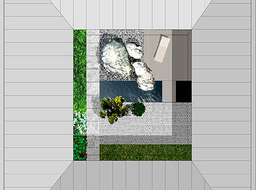 Entwurf eines Atriumhauses, Hofdetail